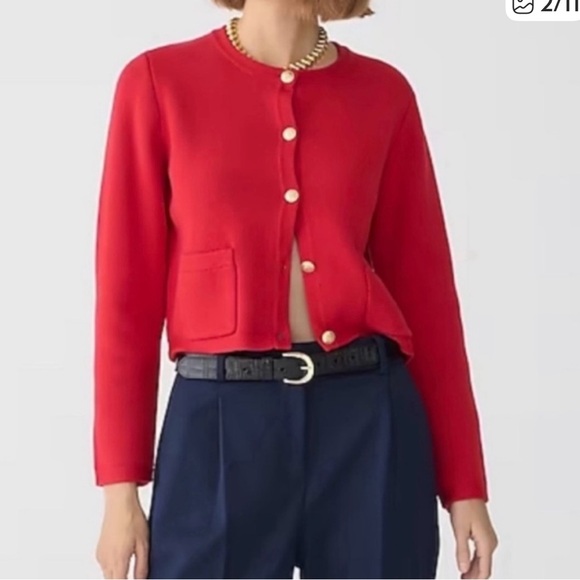J. Crew Jackets & Blazers - J.Crew Emilie Patch-pocket Sweater Lady Jacket | Red | Size S | Like New